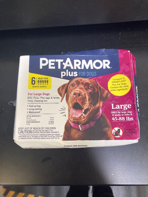 Photo 1 of PetArmor Plus Flea and Tick Prevention for Dogs, Dog Flea and Tick Treatment, 6 Doses, Waterproof Topical, Fast Acting, Large Dogs Dogs (45-88 lbs)