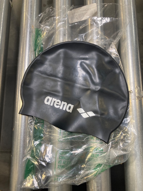Photo 1 of Arena Classic Unisex Soft Silicone Swim Cap for Women and Men, Intensive Training and Racing Comfortable Non-Slip Long Hair Swimming Hat, Black/Silver