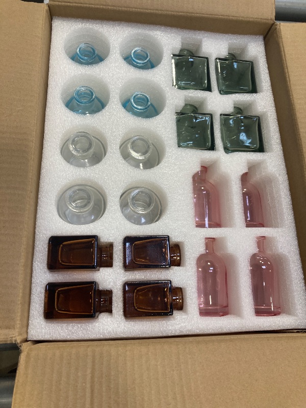 Photo 1 of Small Glass Bud Vases for Centerpieces - Hewory 40pcs Colored Sturdy Cute Flower Vases Bulk, Mini Bottle Vase for Wedding Home Decor Birthday Party Events Mother's Day Bridal Shower Gifts Table Decor