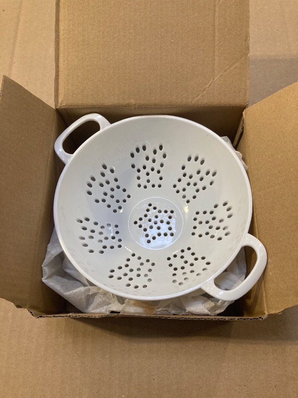 Photo 1 of Meadow Lane 6-inch Small Colander, BPA-Free, Dishwasher Safe, Double Handles, Compact Food Strainer for Berries, Veggies and Pasta, 3-Cup Capacity, Smooth White