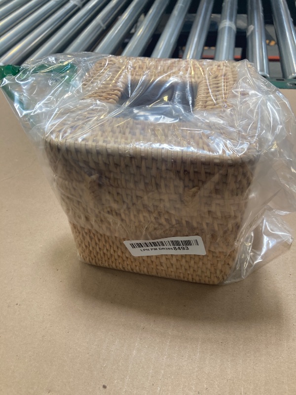 Photo 1 of Rattan Square Tissue Box Cover, 5.7" x 5.7" x 5", Decorative Woven Facial Tissue Holder with Hinged Top Lid, Natural Color