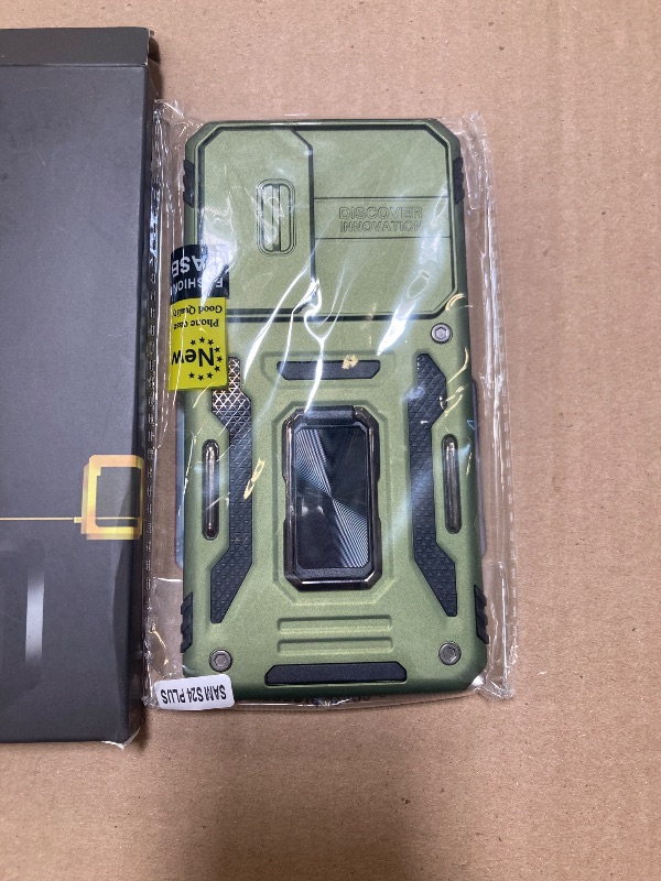 Photo 1 of WRJ Case Designed for Galaxy S24 Plus with Slide Camera Cover and Screen Protector, Military Grade Protection [Rotated Ring Kickstand] Heavy Duty Shockproof Protective Case-Olive Green