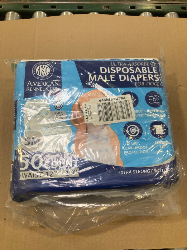 Photo 1 of American Kennel Club Male Dog Wrap, Disposable Diapers with Wetness Indicator, Small, 50 Count