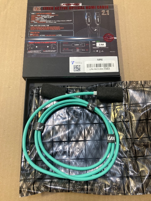 Photo 1 of RUIPRO 8K Fiber Optic HDMI Cable 3 Feet 48Gbps 8K60Hz 4K120Hz Dynamic HDR eARC HDCP2.2/2.3 for RTX4080/4090/3080/3090, Xbox S/X, PS5/4, AVR, Projector, LG/Samsung/Sony TV