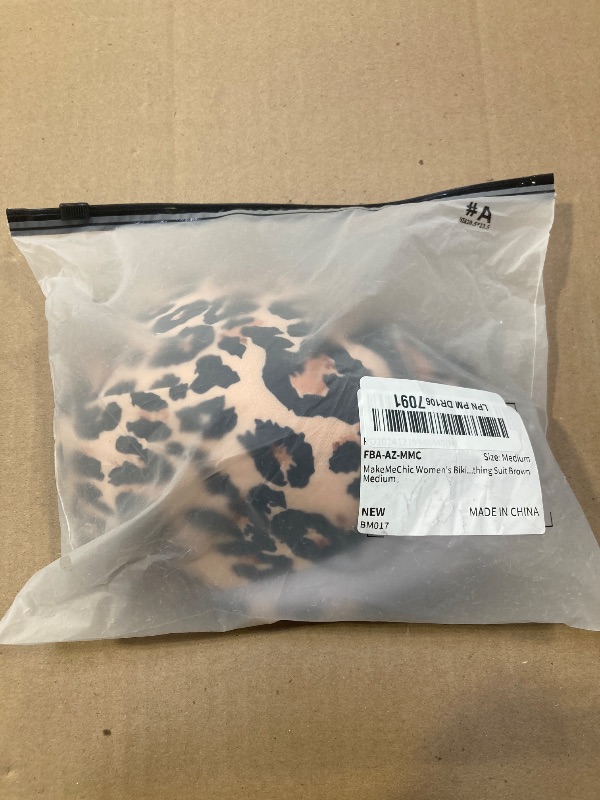 Photo 1 of MakeMeChic Women's Bikini Sets Leopard Print Halter High Cut Shell Cheeky Bathing Suit Brown Medium