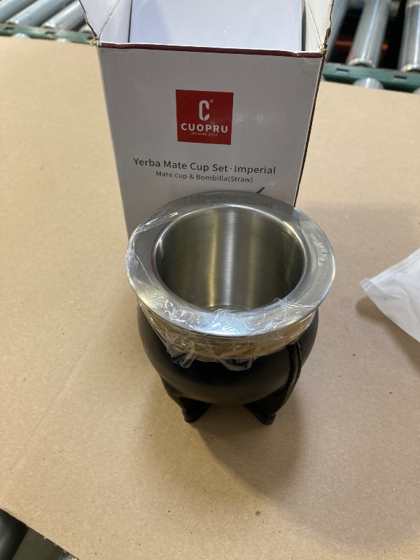 Photo 1 of 304 Stainless Steel Argentina Yerba Mate Cup With Straw Tea Gourd Mug One Bombilla Mate (Straw) a Cleaning Brush (Black)
