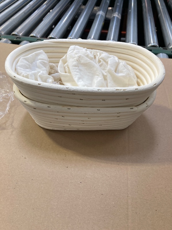 Photo 1 of Banneton Bread Proofing Basket, 2 Pack 10 Inch Oval Sourdough Proofing Basket, Sourdough Bread Baking Supplies for Making Baking Fermentation Food Storage Tools