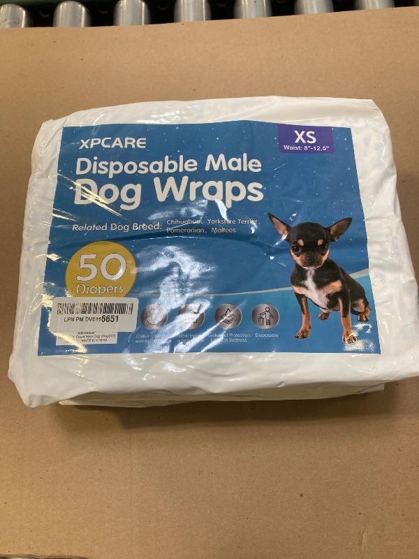 Photo 1 of XPCARE 50 Count Disposable Male Dog Diapers, Male Dog Wraps,Super Absorbent Leak-Proof Fit (X-Small)