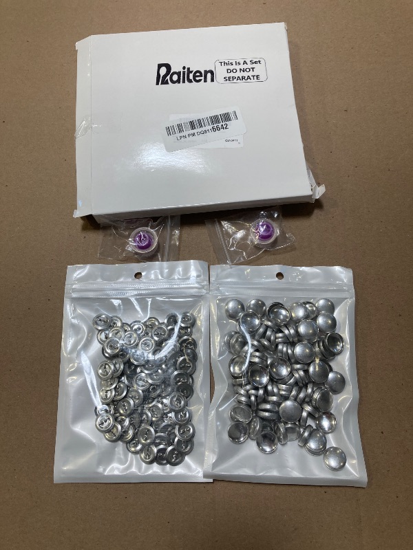 Photo 1 of 100 Sets Cover Buttons Kit with Tools Size Buttons to Cover Self Cover Buttons with Wire Backs DIY Fabric Cloth Cover Buttons (Size 24/0.59 Inch)