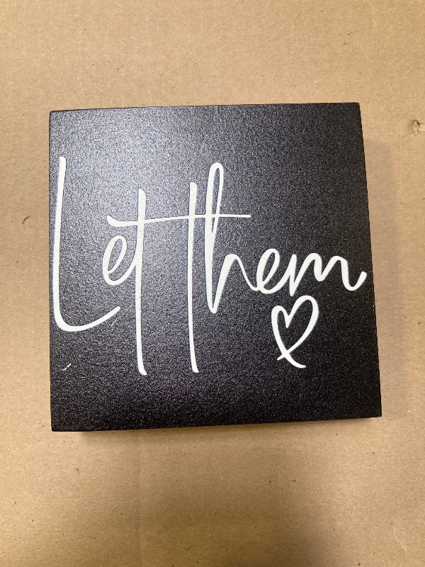 Photo 1 of Nvotell Let Them Wooden Sign - Mental Health Quotes Wooden Box Signs 5x5 Inches, Let Them Desk Tabletop Signs for Home Decor Shelf, Office Decorations Gifts for Coworkers Women Work (Black)