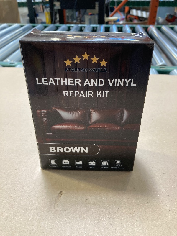 Photo 1 of STARTSO WORLD Brown Leather & Vinyl Repair Kit for Furniture, Couches, Car Seats, Sofas, Boat Seats, Jackets with Easy Instructions, Repair Scratches, Tears, and Holes in Pleather, Genuine Leather
