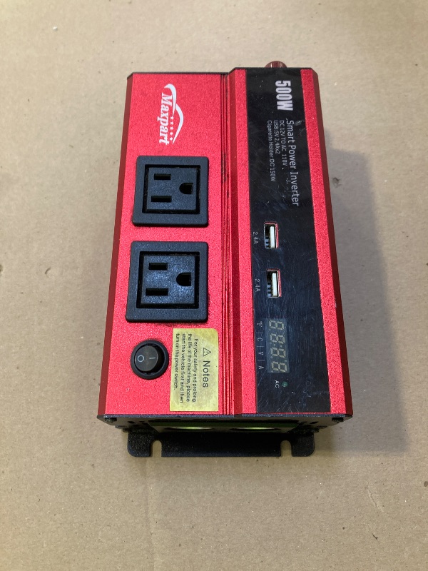 Photo 1 of TEAMLEADER 500W Power Inverter 12V DC to 110V/120V AC, Car Power Inverter for Vehicles with LED Display, Dual AC Outlets, 3X 2.4A USB and Type-C Port, 12 Volt Inverter Converter for Laptop, RV, Truck