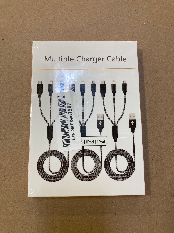 Photo 1 of Multi Charging Cable 3Pack 4FT Multiple Charger Cable Rapid Nylon Braided Cord USB Charging Cable 3 in 1 Multi Phone Charger Cord with Type C Micro Lightning USB Connectors for Cell Phones
