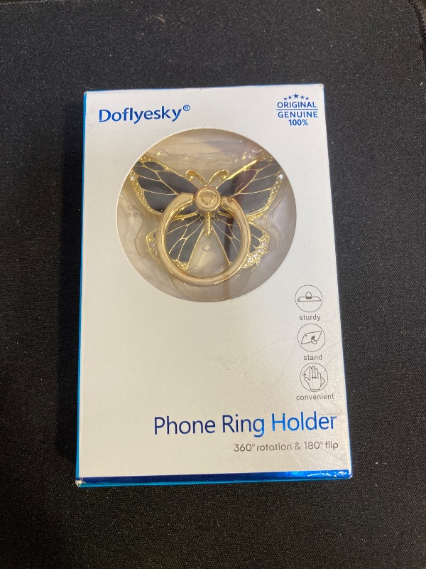 Photo 1 of Doflyesky Butterfly Cell Phone Ring Grip Holder, 360 Degrees Rotation Phone Ring Grip Stand, Metal Finger Kickstand Compatible with iPhone, Samsung Galaxy, LG Google Pixel, Android Phone