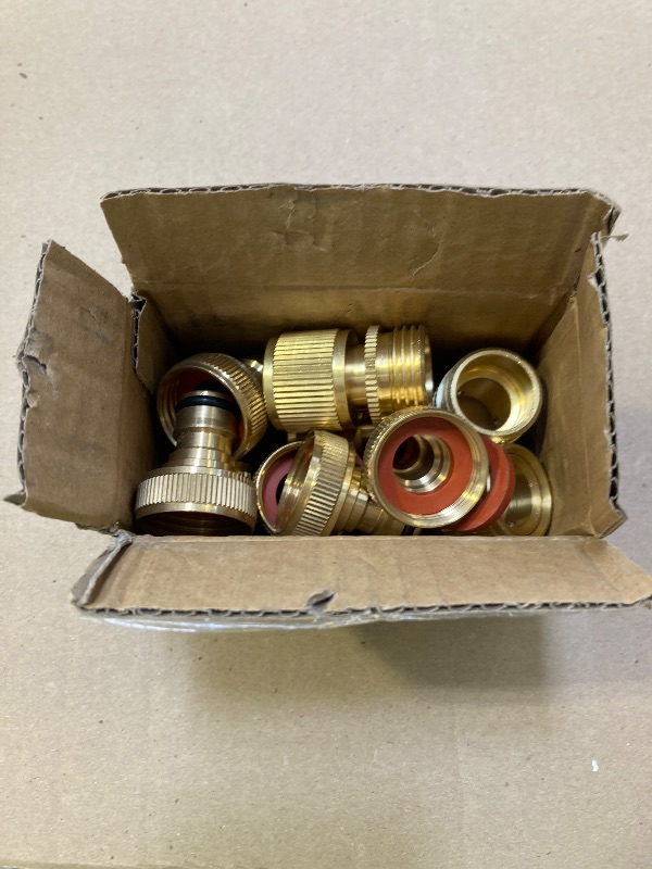 Photo 1 of SHOWNEW Garden Hose Quick Connector, Solid Brass Water Hose Quick Connect Fittings 3/4 inch GHT Quick Release Male and Female Adapters (5 Set)
