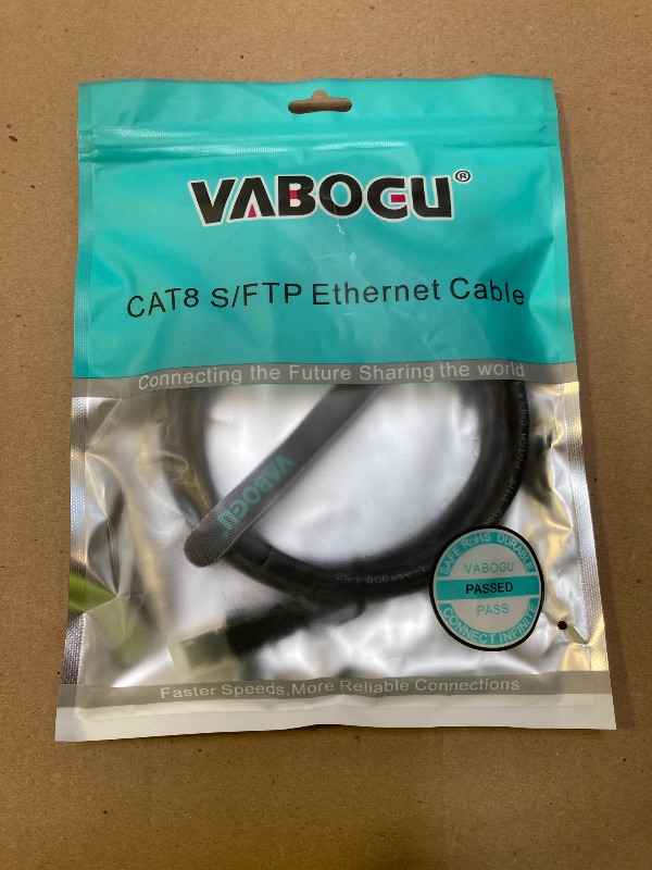 Photo 1 of Vabogu Cat 8 Ethernet Cable, 5ft Heavy Duty High Speed Internet Network Cable, 26AWG, 2000MHz 40Gbps with Gold Plated RJ45 Connectors, Shielded for Indoor & Outdoor Use