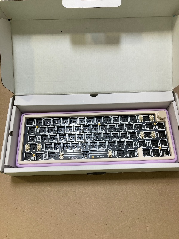 Photo 1 of EPOMAKER CIDOO Nebula 65% VIA-programmable Mechanical Keyboard DIY Kit, Bluetooth/2.4Ghz/ Type-C Barebones Kit with Rotary Knob, Pre-Assembled, 3000mAh Battery, RGB Backlight for Win/Mac (Purple)