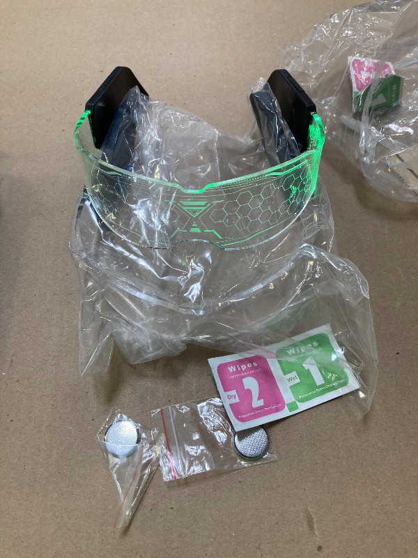 Photo 1 of NIUCOO Cool Cyberpunk LED Rave Glasses: Futuristic Light-Up Visor Goggles and Space Sunglasses, Perfect for Space Costume and Futuristic Gadgets (Honeycomb+Galaxy 2pcs)