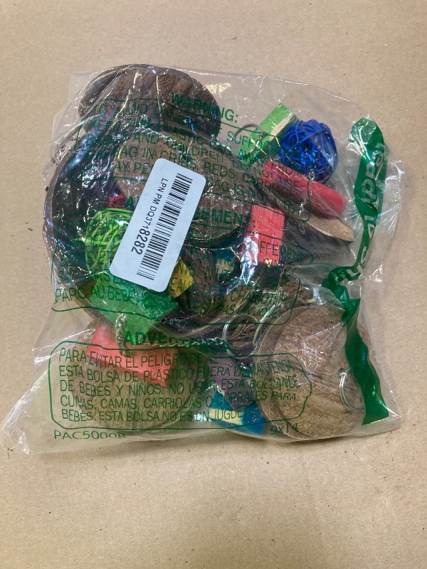 Photo 1 of Lifeunion Bird Parrot Toys Natural Large Parrot Blocks Toy Colorful Bird Chewing Toys with Bells for Macaw Cockatoo African Grey Parakeets (Multicolor 01)