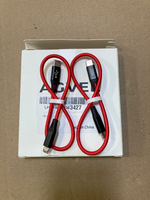 Photo 1 of AGVEE 2 Pack 1ft USB-C OTG to Micro USB Cable, Braided Charger Data Sync Cord Charging Wire Adapter for Samsung Galaxy S7 S6, J7, J3, LG, PS4, Kindle, PS4 Xbox Controller, Android Phone, Red