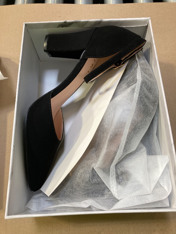 Photo 1 of HKL Women's Closed Toe Pointed High Heel Pumps - 3 Inch Chunky Block Heels Dress Shoes for Women Black Nubuck Size 10