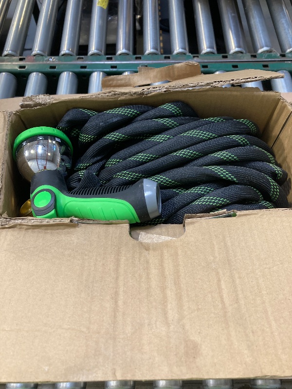 Photo 1 of FlexiSolve Garden Hose 100 ft, NON-EXPANDABLE Ultra Lightweight & Flexible Water Hose With 10-Pattern Spray Nozzle, Kink-Resistant, Leak-Proof, 3750D High-Density Fabric & Shut-Off Valve, Hose Straps
