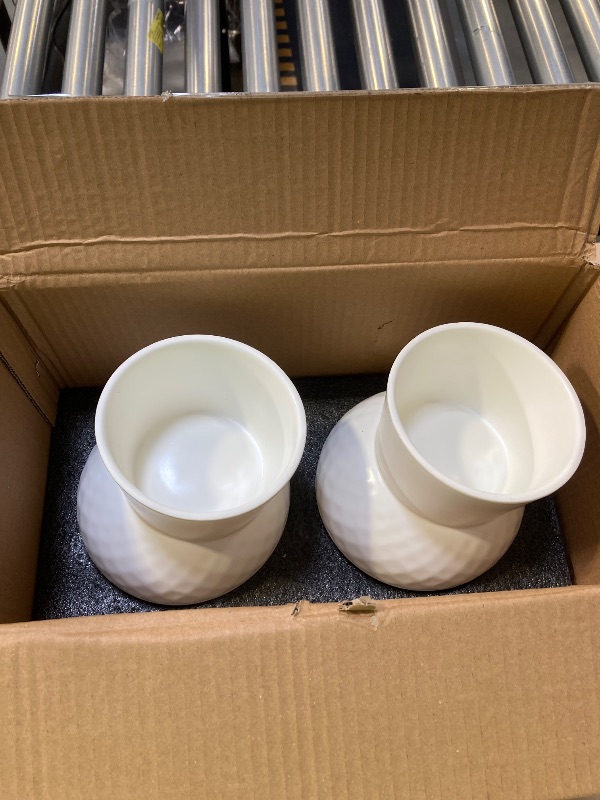 Photo 1 of KITCHENLESTAR 4 Pcs Small Ceramic Raised Cat Bowls, Tilted Elevated Food or Water Bowls, Stress Free, Backflow Prevention, Dishwasher and Microwave Safe, Lead & Cadmium Free(4pc White)