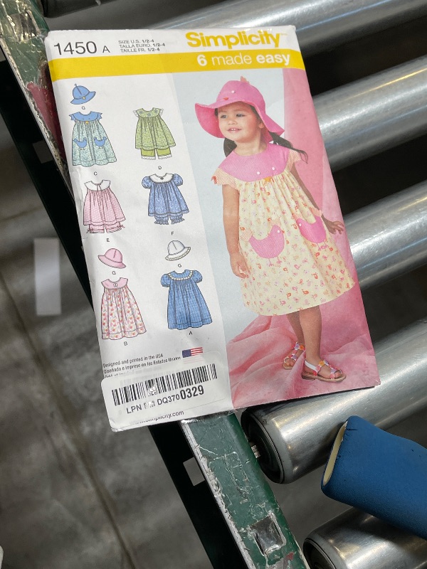 Photo 1 of Simplicity 1450 Toddler Girl's Dress, Shirt, Underwear, and Hat Sewing Patterns, Sizes 1/2-4
