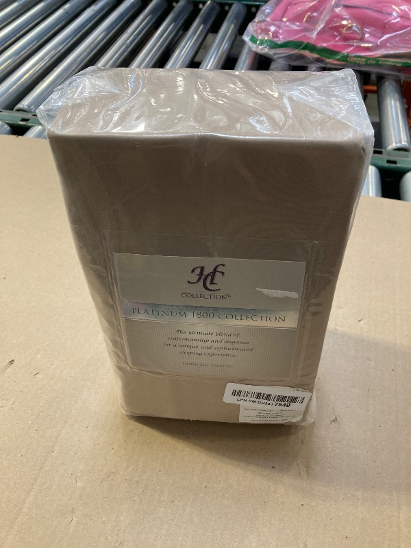 Photo 1 of HC COLLECTION Queen Sheet Set, 4 pc Bed Sheets & Pillowcases Set - Machine Washable for Easy Care - Soft & Breathable All Season Microfiber Sheets with Deep Pockets - Taupe