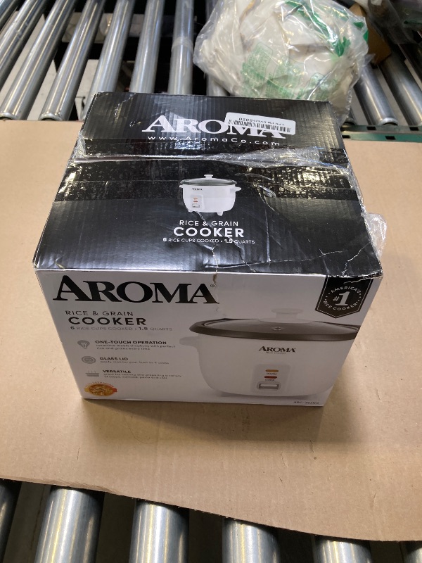 Photo 1 of Aroma Housewares Aroma 6-cup (cooked) 1.5 Qt. One Touch Rice Cooker, White (ARC-363NG), 6 cup cooked/ 3 cup uncook/ 1.5 Qt.