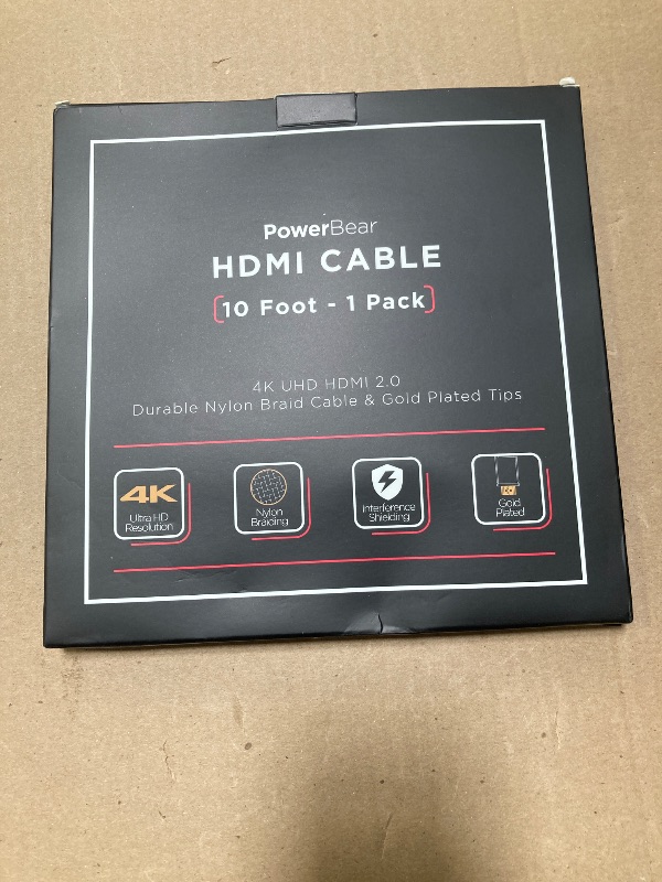 Photo 1 of PowerBear 4K HDMI Cable 10 ft | High Speed Hdmi Cables, Braided Nylon & Gold Connectors, 4K @ 60Hz, Ultra HD, 2K, 1080P, ARC & CL3 Rated | for Laptop, Monitor, PS5, PS4, Xbox One, Fire TV, & More