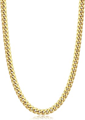 Photo 1 of Jewlpire Silver/Black/Gold Chain for Men, Cuban Link Chain Necklace for Men Women, 4mm/6mm Mens Necklace 18K Gold Plated/316L Stainless Steel Mens Chains Necklaces 18/20/22/24/26 Inch
