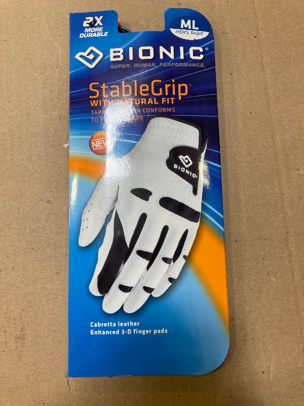 Photo 1 of Bionic StableGrip with Natural Fit Golf Glove - White (Medium/Large, Right)