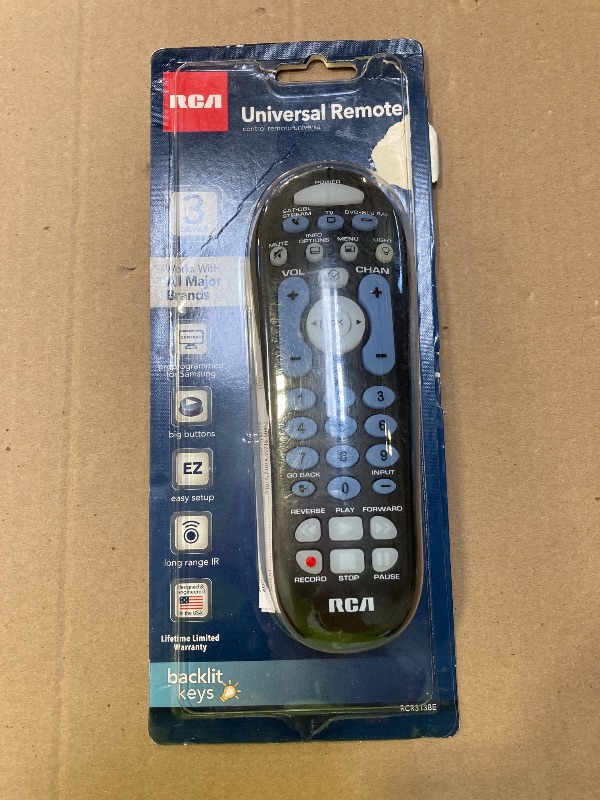 Photo 1 of RCA RCR313BE Big Button Three-Device Universal Remote, Black