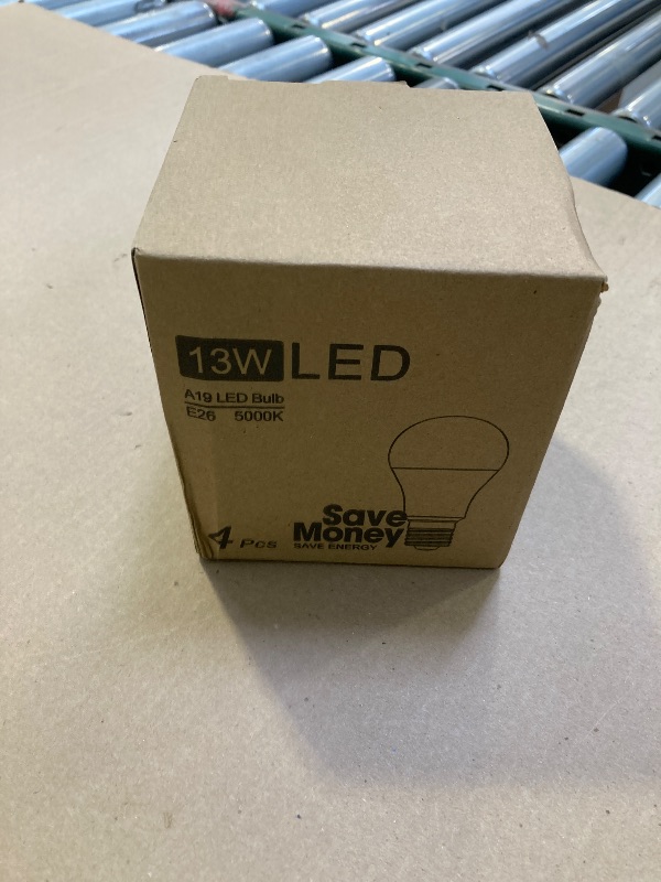 Photo 1 of LED Light Bulbs, 100 Watt Equivalent A19, 13W 5000K Daylight White 1500 Lumens Non-Dimmable Bright E26 Edison Medium Screw Bulbs for Home Bedroom Kitchen Living Room Office Lamp, 4-Pack