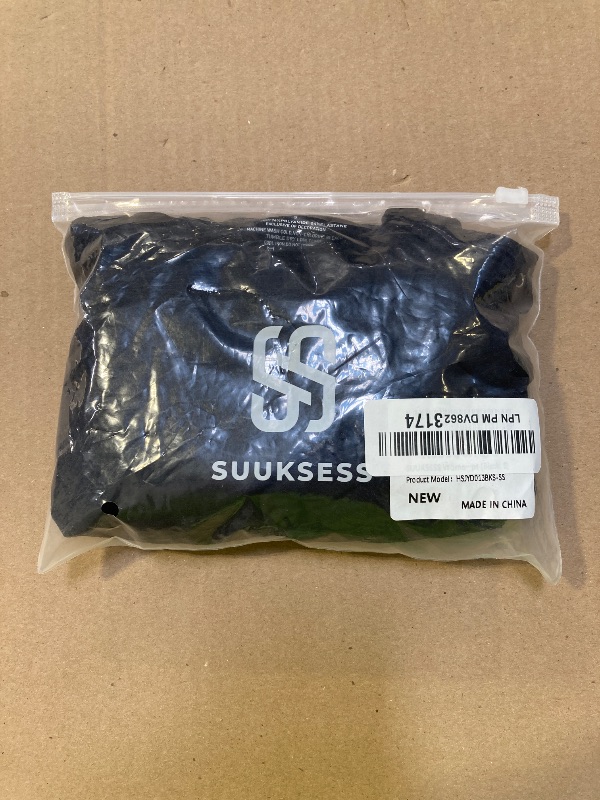 Photo 1 of SUUKSESS Women Short Sleeve Bodysuit Crew Neck Thong Body Suit Shirts Basic Tops (Black, S)