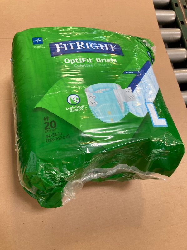 Photo 1 of FitRight OptiFit Ultra Adult Briefs, Incontinence Diapers with Tabs, Heavy Absorbency, Large, 44 to 56", 20 Count