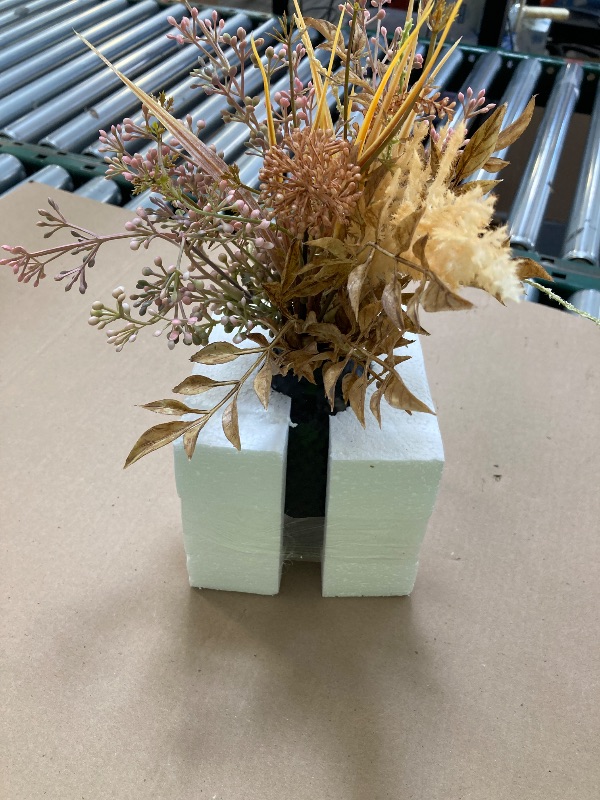 Photo 1 of 14" Artificial Fall Floral in Matte Black Vase, 1.4 Lb for Tabletops
