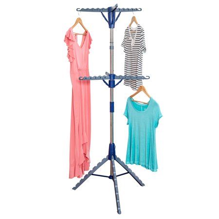Photo 1 of Honey Can Do 2-Tier Collapsible Tripod Clothes Drying Rack, 73-1/2"H X 28-1/2"W X 28-1/2"D, White
