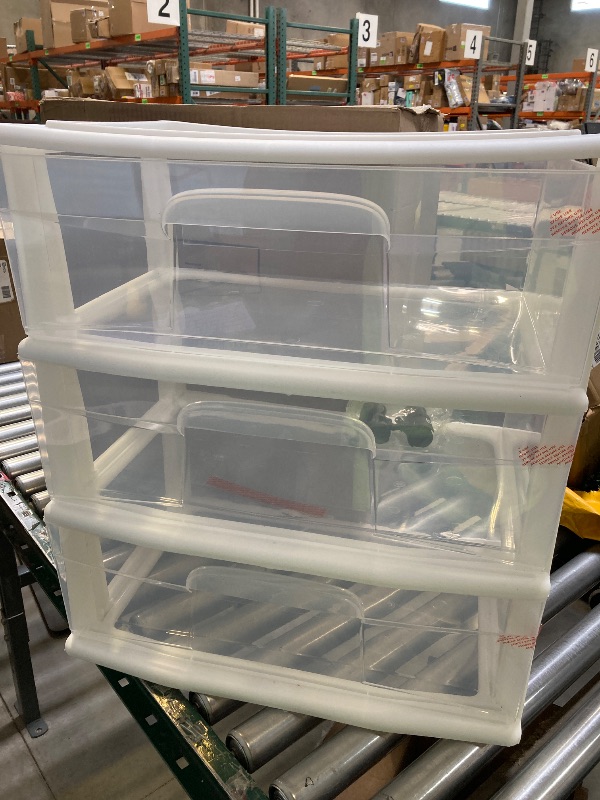 Photo 1 of Wide 3 Drawer Cart White/Clear 