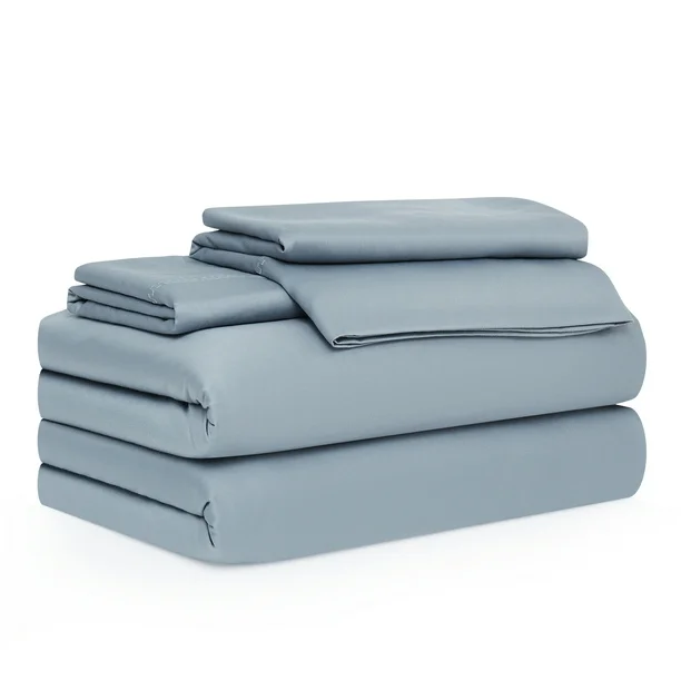 Photo 1 of Allswell 6-Piece 300 Thread Count Blue Cotton Lyocell Blend Bed Sheet Set, Queen