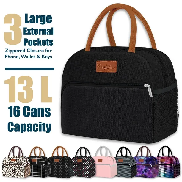 Photo 1 of ComfiTime Lunch Bag - Insulated Lunch Box for Women, Large Capacity Cooler Bag for Adults & Teen, Cute Aesthetic Lunch Tote for Work, School, Extra Zippered Pocket for Wallet & Phone
