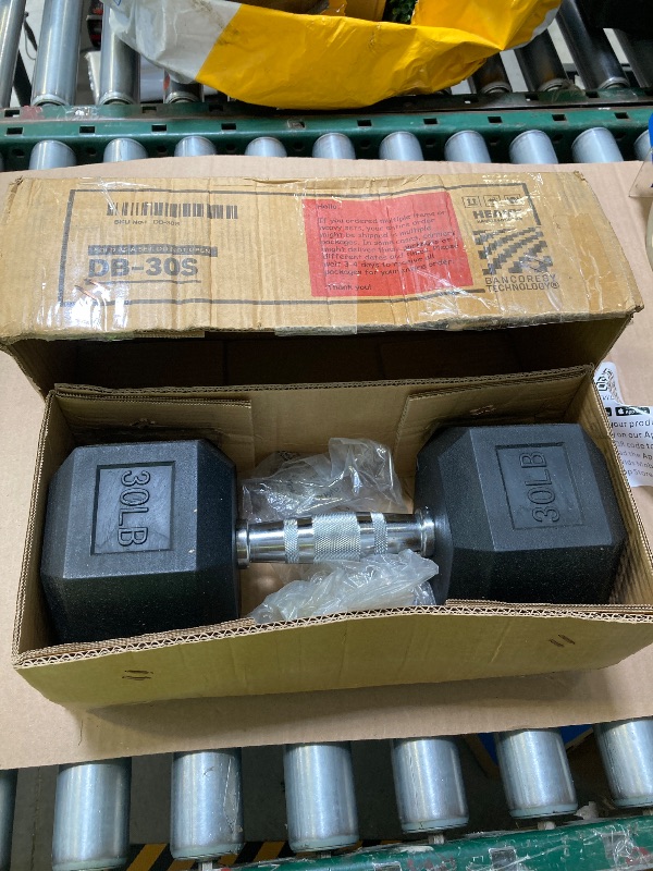 Photo 1 of 30lb Rubber Hex Dumbbell, Single