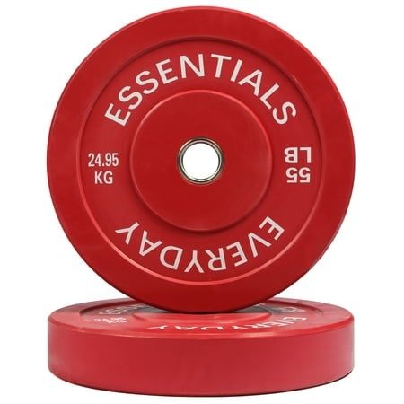 Photo 1 of BalanceFrom Olympic Bumper Plate Weight Plate with Steel Hub Color Coded 55 Lbs Pair