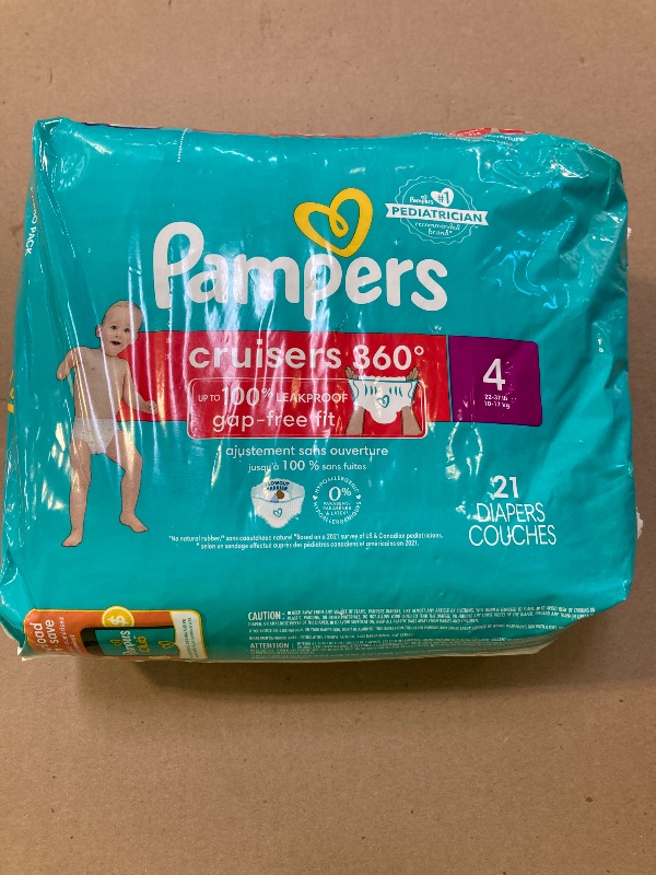 Photo 1 of Pampers Diapers - Cruisers 360 - Size 4, 21 Count, Babyproof up to 100% Leakproof Pull-On Diaper