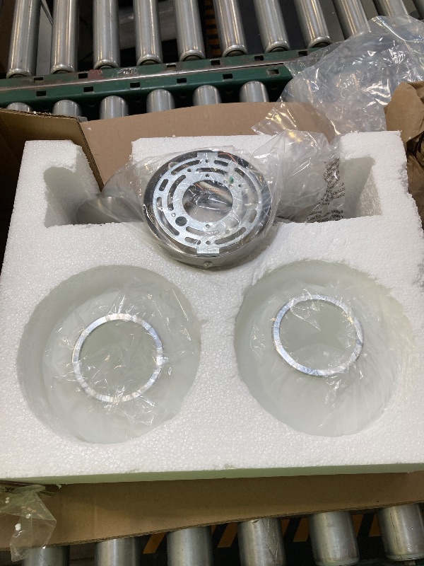 Photo 1 of Rayogale Sand Nickel Bathroom Light Fixtures, 2 Light Vanity Lights Over Mirror, Mid Century Vanity Lights for Bathroom, Milk White Glass Shades, E26 Base Bulbs Not Included