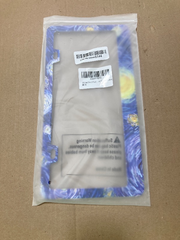 Photo 1 of DZGlobal Starry Night License Plate Frame Print Auto Tag Frames Art Oil Painting License Plates Holder 2 Holes Decorative Car Plates Cover Blue for Men Women