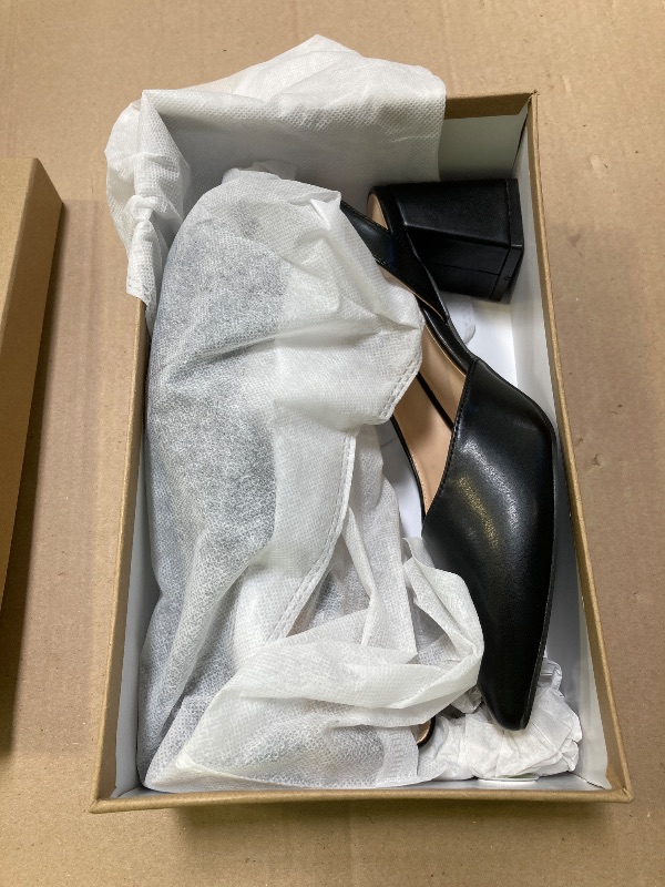 Photo 1 of Elisabet Tang Women's Pumps Slingback 2 Inches Block Chunky Heels with Closed Pointed Toe Thick Low Pumps Wedding Party Prom Dating Casual Work Dressy Black 8