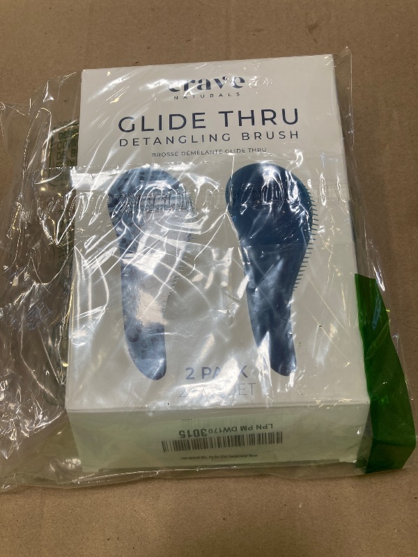 Photo 1 of Crave Naturals Glide Thru Detangling Hair Brush for Adults and Kids - Detangler Hairbrush for Curly or Straight, Wet or Dry Hair - Gentle on Tangles Hair Comb - Navy Blue and Blue Cheetah (Pack of 2)
