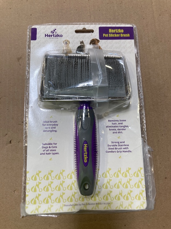 Photo 1 of Hertzko Flexible Slicker Brush for Dogs and Cats - Removes Loose Hair, Tangles, and Knots, Flexible Head Contours on Your Pet’s Skin -Large Size Combs for Grooming Matting - Single Sided Brush